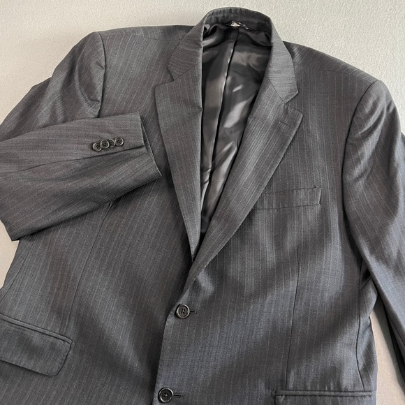 Ermenegildo Zegna BLACK Saks Fifth Ave Pinstripe Wool Silk Blazer‎ Jacket 46R